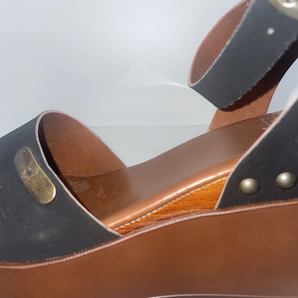 Polo Ralph Lauren Black Suede Block Heel Ankle Strap Sandal Women's Size 7.5 - Picture 9 of 11